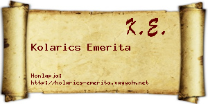 Kolarics Emerita névjegykártya